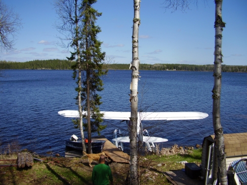 The plane's landed at Spine Lake and the gear's all here. Time to hit the lake for some fishing.