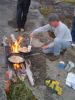 Enjoying shore lunch after a great morning fishing.  Looks tasty!